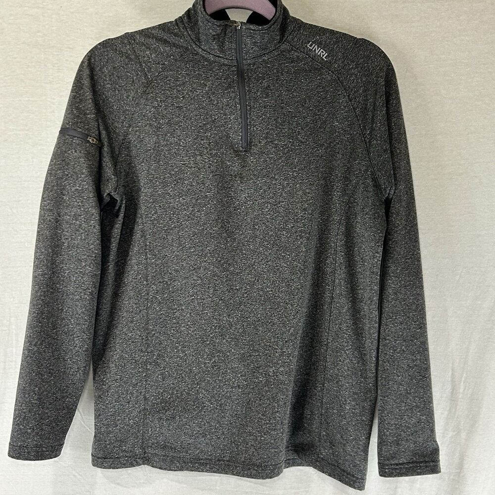 UNRL Elite 1/4 Zip Pullover Men Small Grey Zip Pocket Performance Stretch Golf